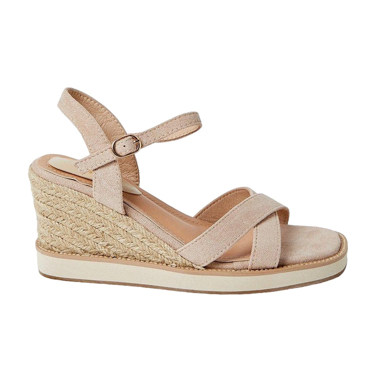 Beige - Back - Good For The Sole Womens-Ladies Raine Crossover Strap Wedge
