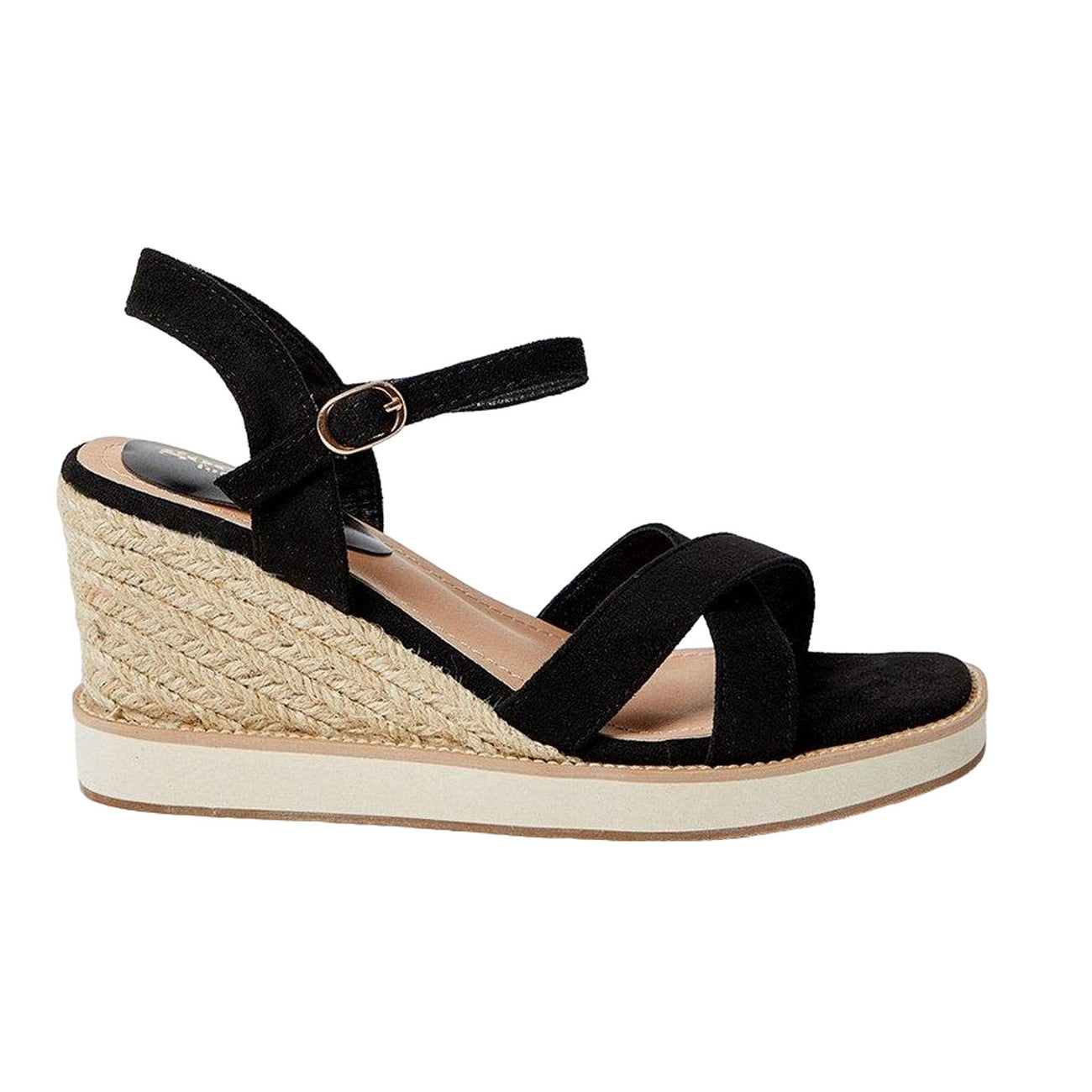 Natural Black - Back - Good For The Sole Womens-Ladies Raine Crossover Strap Wedge