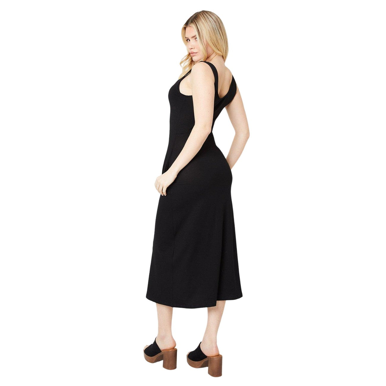 Black - Back - Dorothy Perkins Womens-Ladies Scoop Neck Midi Dress
