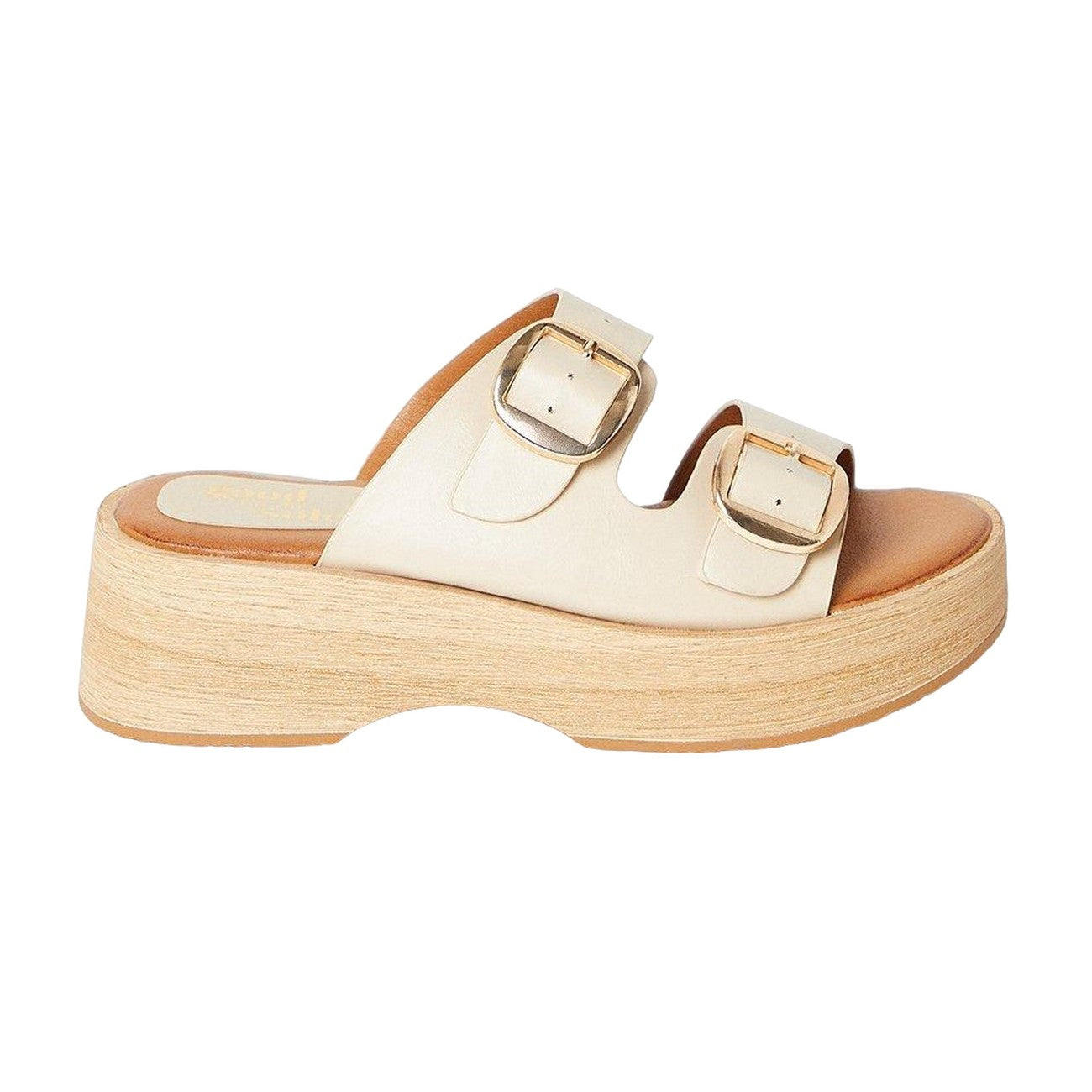 Beige - Back - Good For The Sole Womens-Ladies Annabelle Wood Effect Sandals