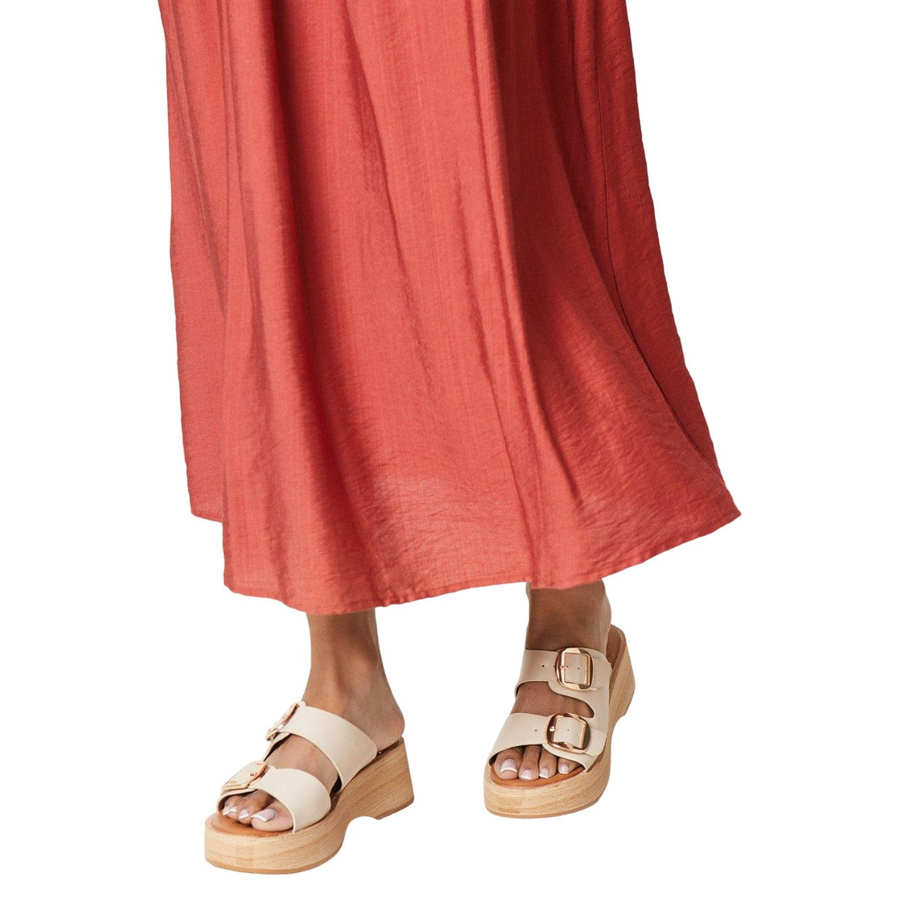 Beige - Side - Good For The Sole Womens-Ladies Annabelle Wood Effect Sandals