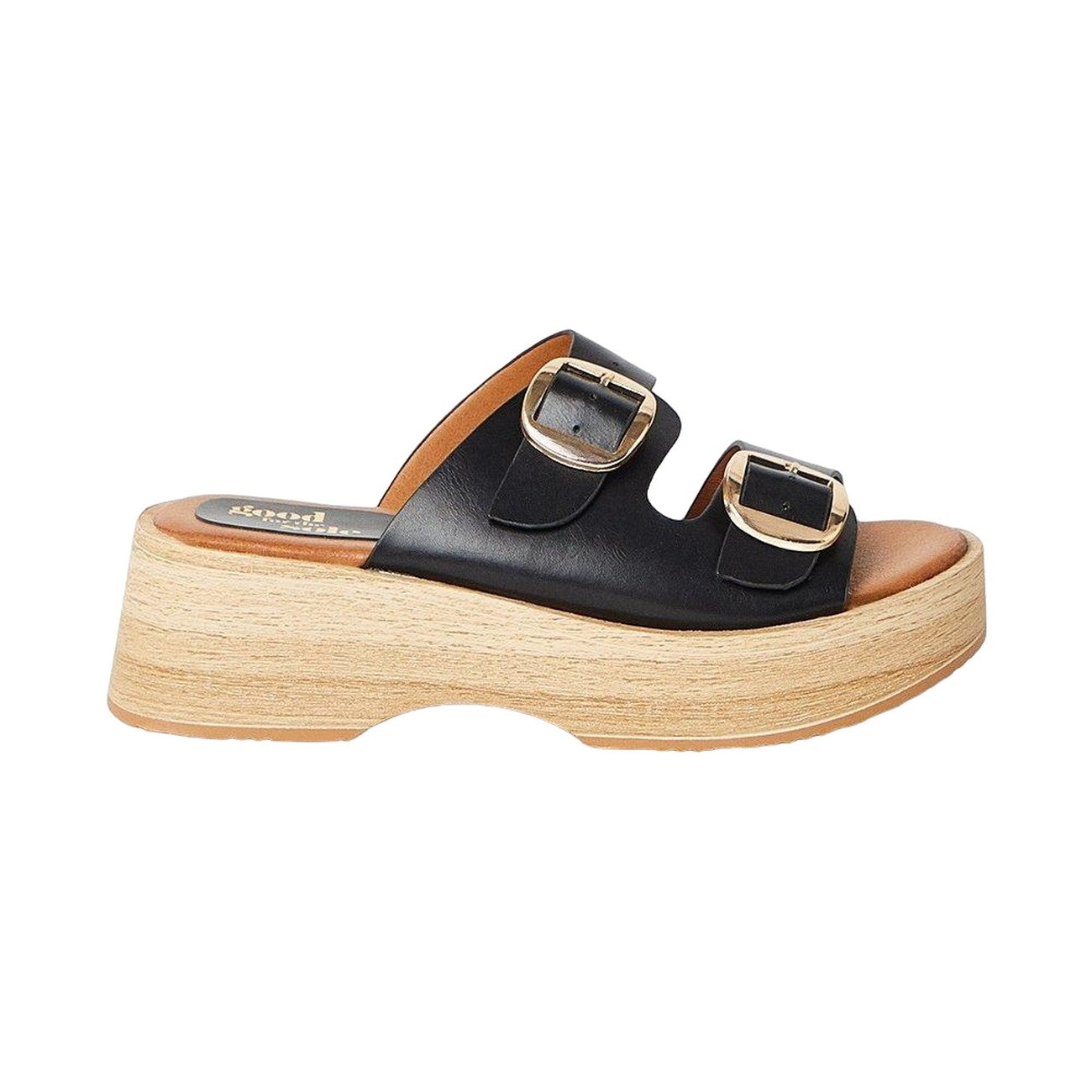 Black - Back - Good For The Sole Womens-Ladies Annabelle Wood Effect Sandals