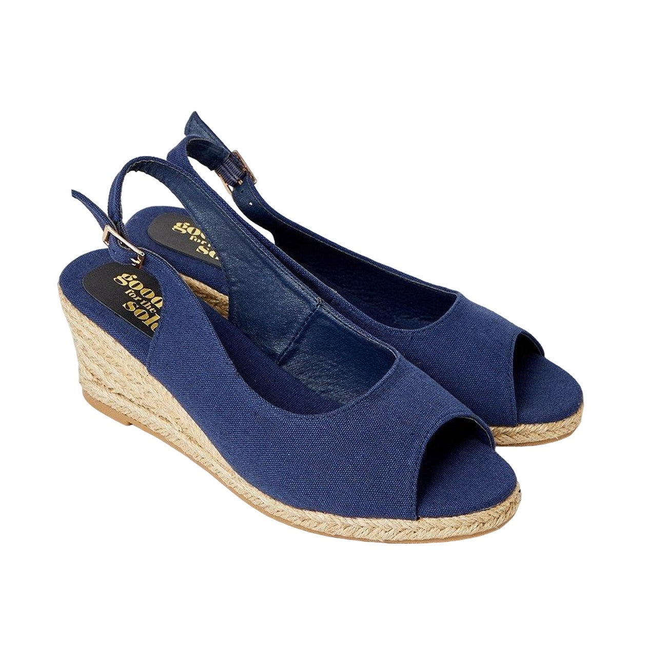 Navy - Front - Good For The Sole Womens-Ladies Reese Wedge Espadrilles