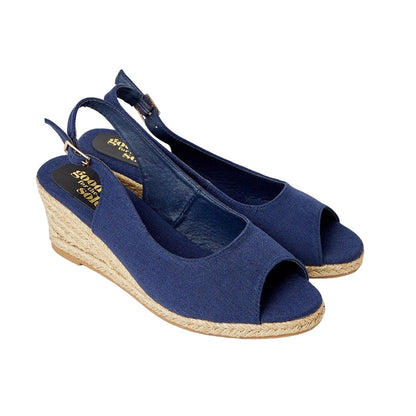 Navy - Front - Good For The Sole Womens-Ladies Reese Wedge Espadrilles