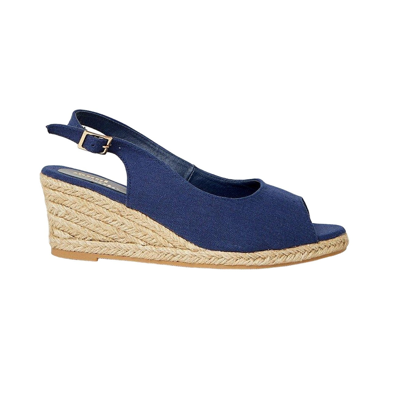 Navy - Back - Good For The Sole Womens-Ladies Reese Wedge Espadrilles