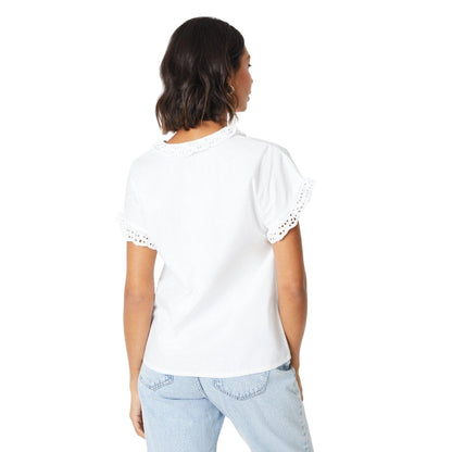 Ivory - Back - Dorothy Perkins Womens-Ladies Lace Trim Short-Sleeved Blouse