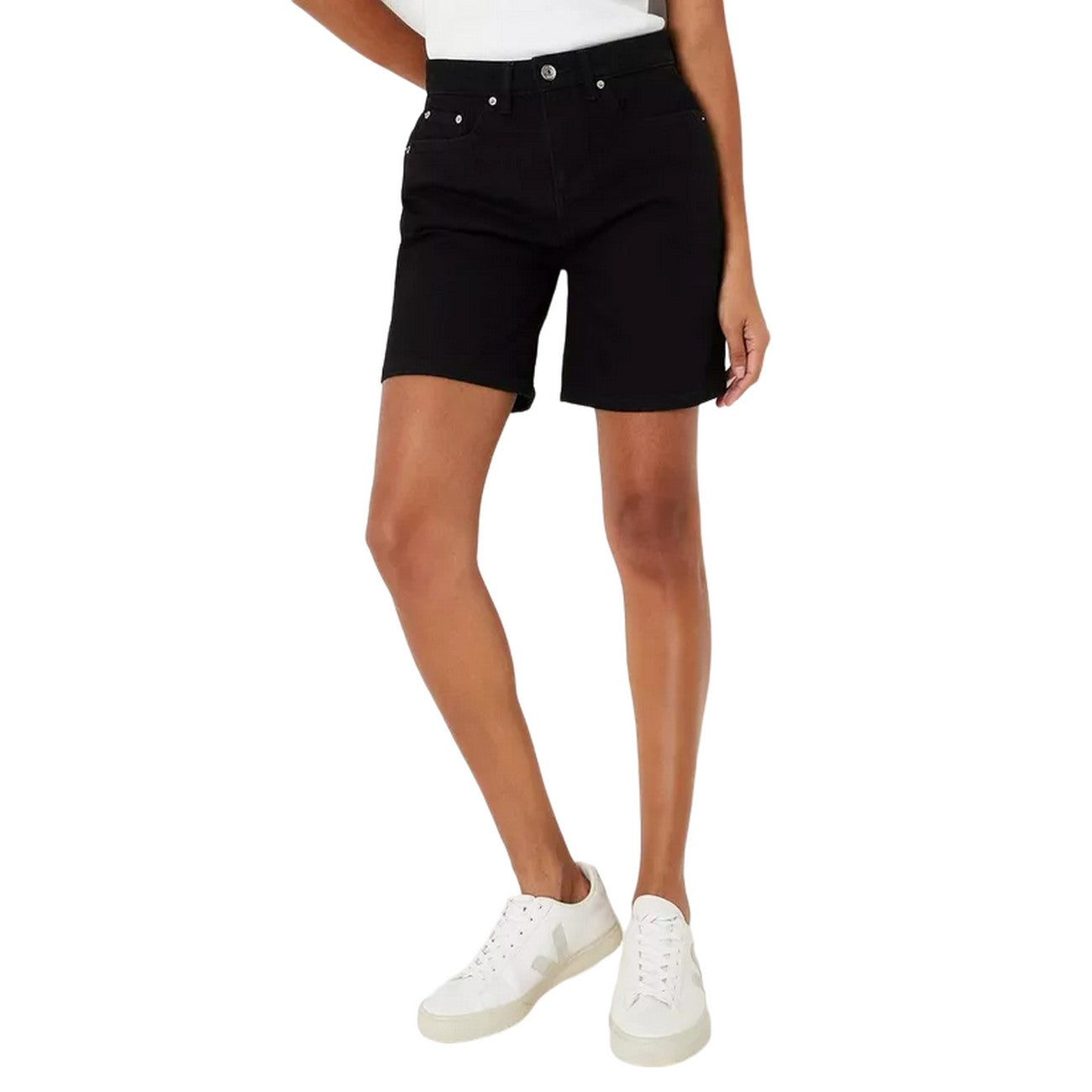 Black - Side - Dorothy Perkins Womens-Ladies Denim Shorts