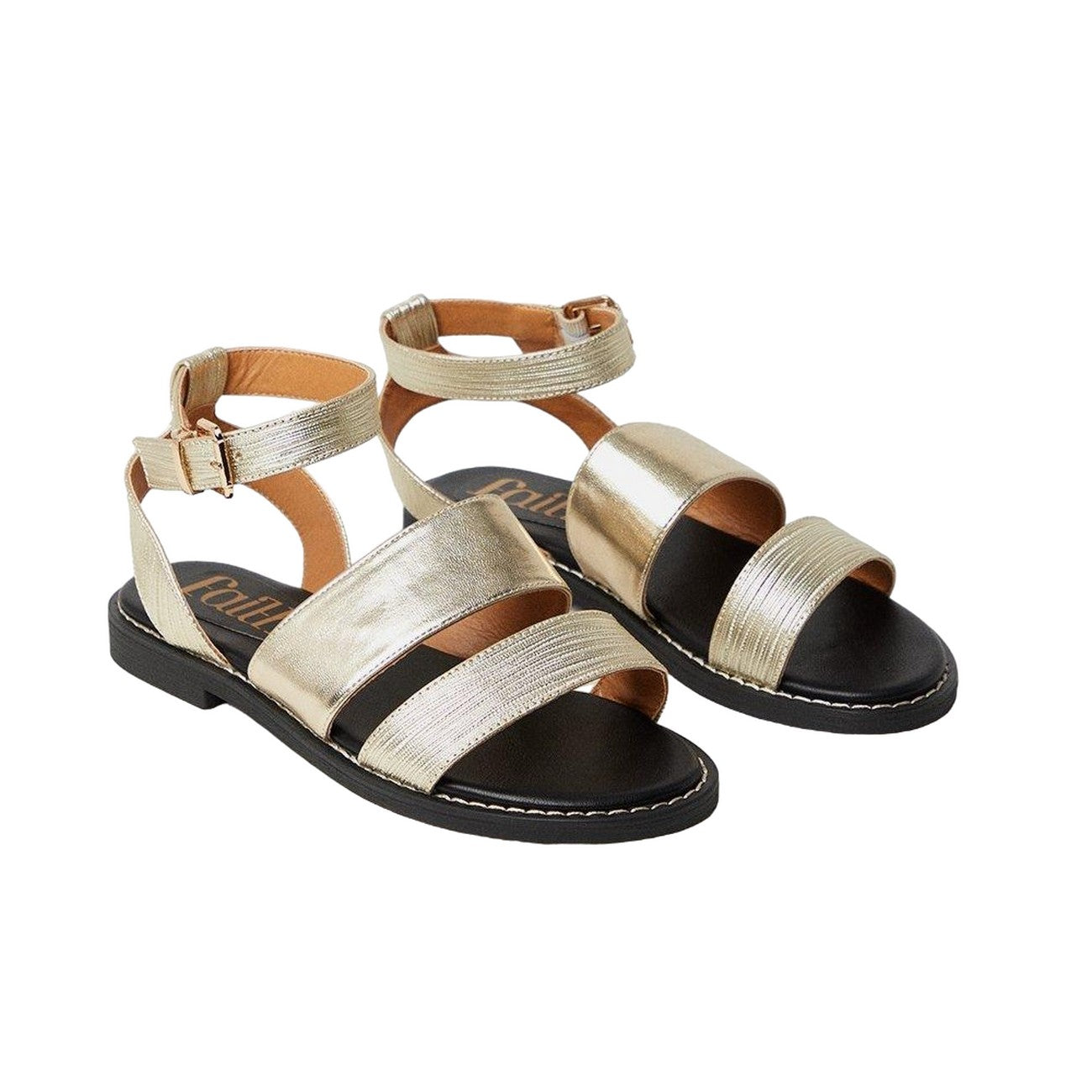 Gold - Front - Faith Womens-Ladies Makoko Double Band Flat Sandals