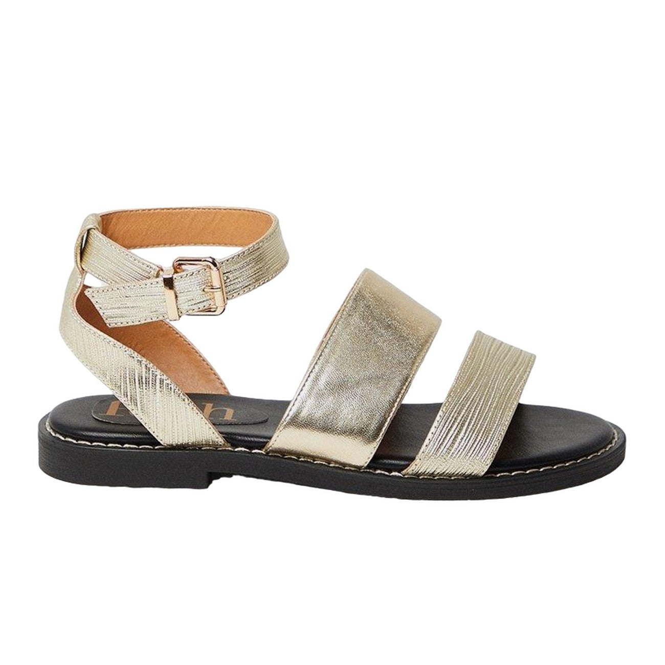 Gold - Back - Faith Womens-Ladies Makoko Double Band Flat Sandals