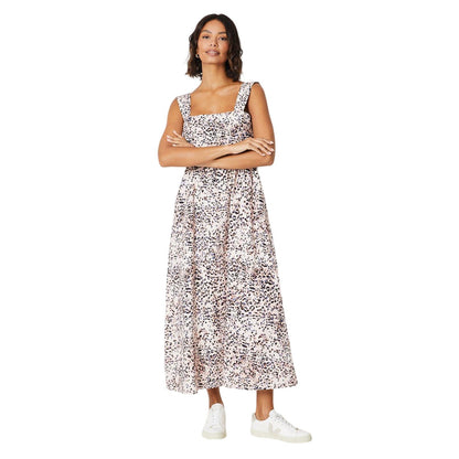 Black-White - Front - Dorothy Perkins Womens-Ladies Leopard Print Ruched Midi Dress