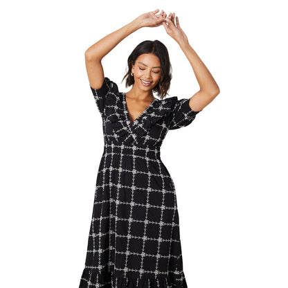 Black - Lifestyle - Dorothy Perkins Womens-Ladies Embroidered Frill Puff Sleeve Midi Dress