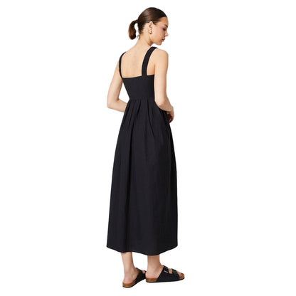 Black - Back - Dorothy Perkins Womens-Ladies Ruched Strap Sleeveless Midi Dress