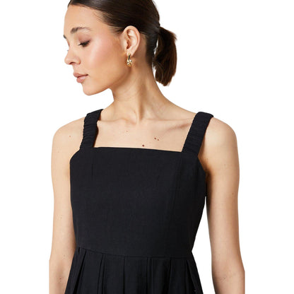 Black - Side - Dorothy Perkins Womens-Ladies Ruched Strap Sleeveless Midi Dress