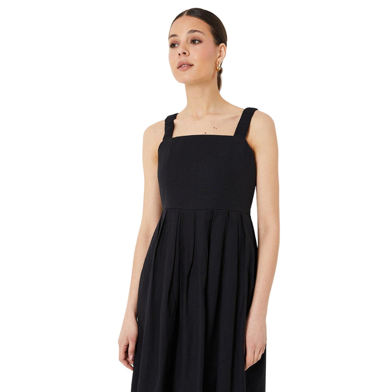 Black - Lifestyle - Dorothy Perkins Womens-Ladies Ruched Strap Sleeveless Midi Dress