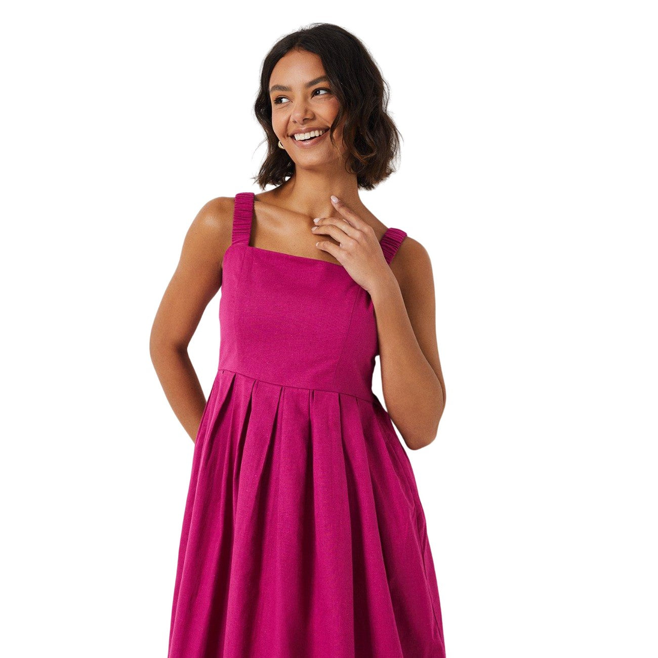 Purple - Side - Dorothy Perkins Womens-Ladies Ruched Strap Sleeveless Midi Dress