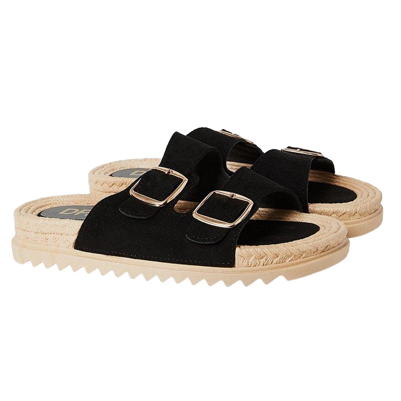 Natural Black - Front - Dorothy Perkins Womens-Ladies Fettie Double Buckle Espadrilles