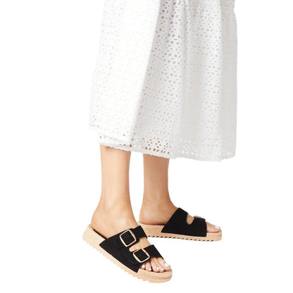 Natural Black - Side - Dorothy Perkins Womens-Ladies Fettie Double Buckle Espadrilles