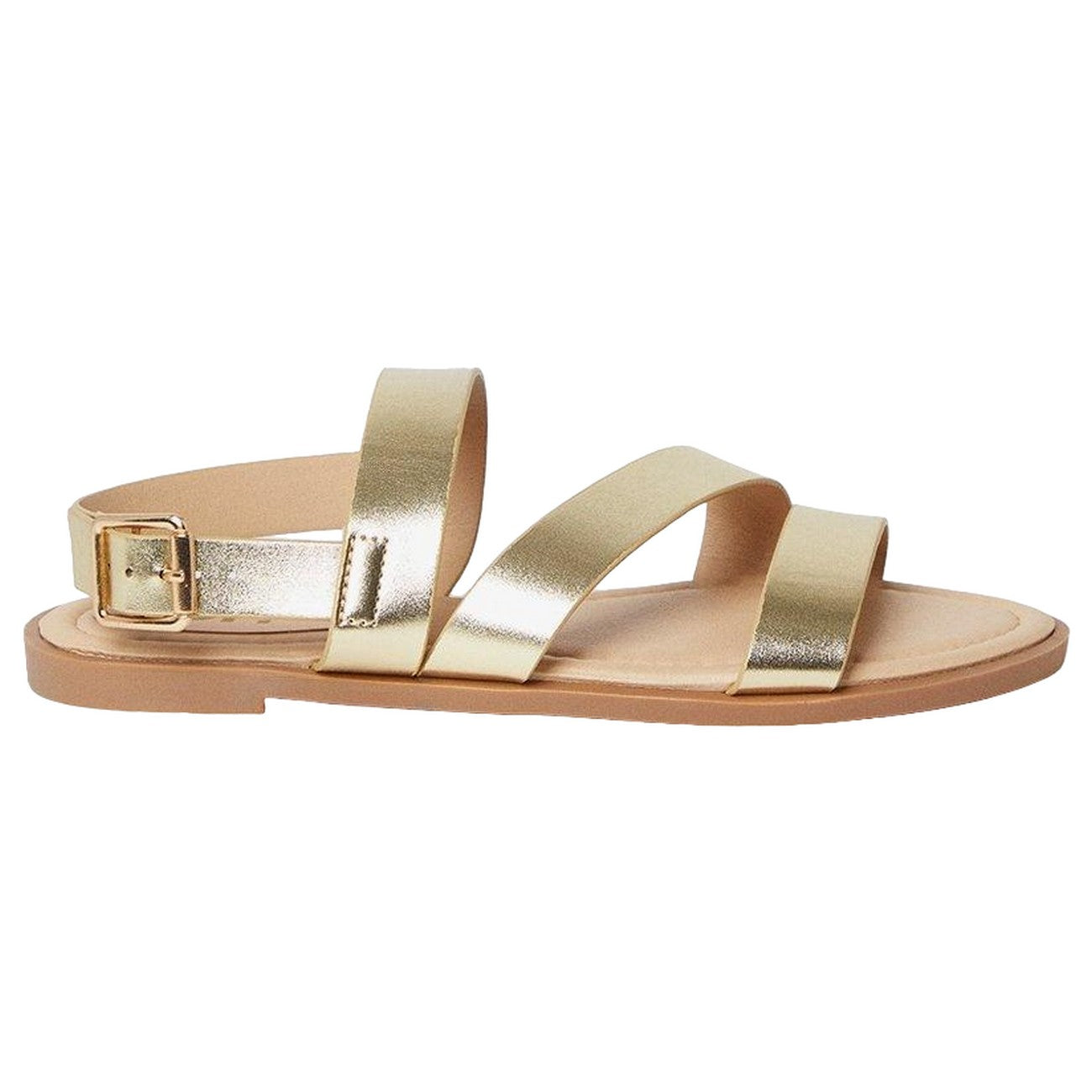 Gold - Back - Dorothy Perkins Womens-Ladies Freddie Multi Strap Wide Sandals