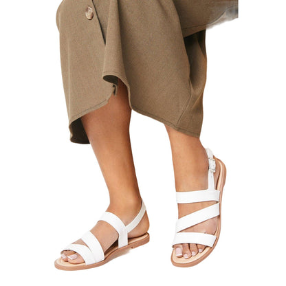 White - Side - Dorothy Perkins Womens-Ladies Freddie Multi Strap Wide Sandals
