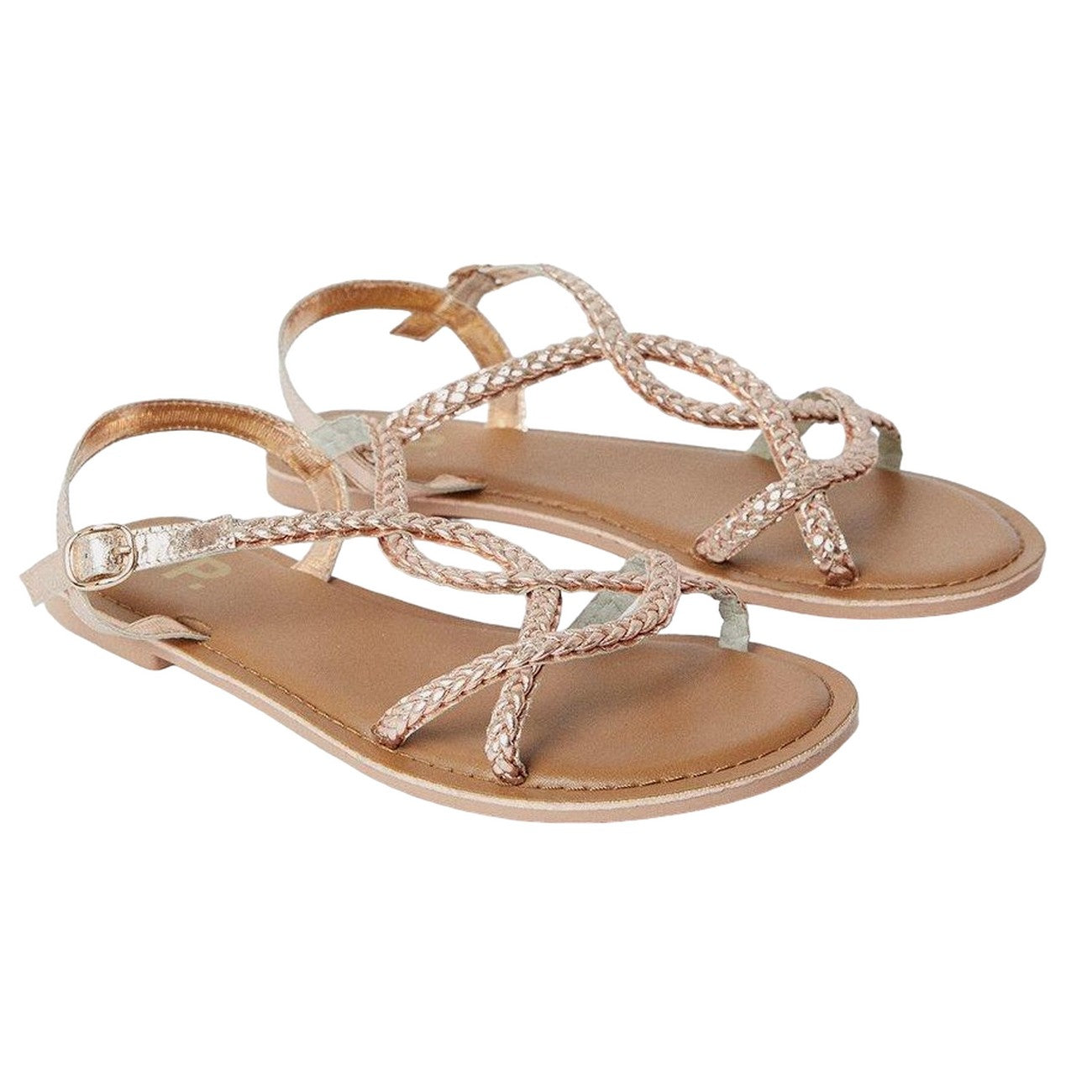 Rose Gold - Front - Dorothy Perkins Womens-Ladies Jessie Plaited Leather Flat Heel Sandals