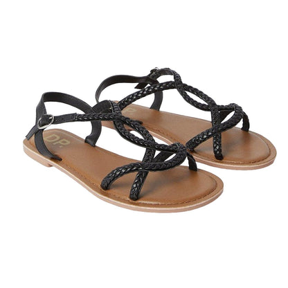 Black - Front - Dorothy Perkins Womens-Ladies Jessie Plaited Leather Flat Heel Sandals