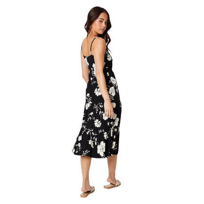 Black-White - Back - Dorothy Perkins Womens-Ladies Floral Strappy Petite Midi Dress