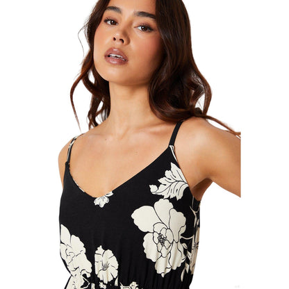 Black-White - Side - Dorothy Perkins Womens-Ladies Floral Strappy Petite Midi Dress