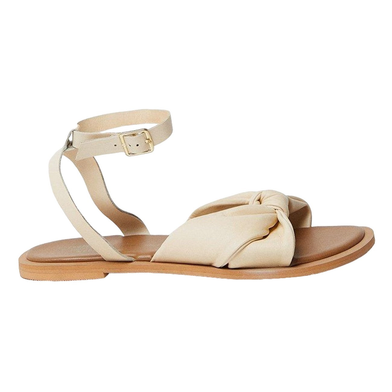 Bone - Back - Good For The Sole Womens-Ladies Miran Knotted Leather Extra Wide Sandals