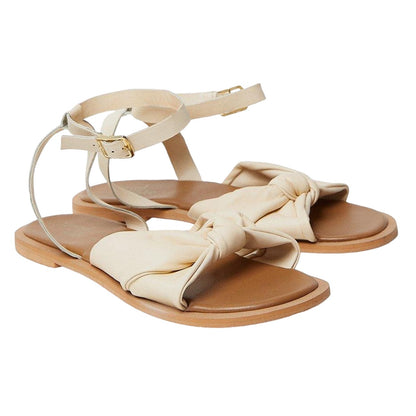 Bone - Front - Good For The Sole Womens-Ladies Miran Knotted Leather Extra Wide Sandals