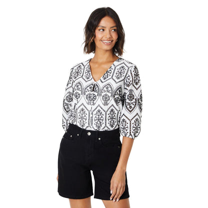 Monochrome - Front - Dorothy Perkins Womens-Ladies Broderie Button Through Blouse
