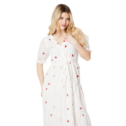 Ivory - Side - Dorothy Perkins Womens-Ladies Checked Cotton Button Through Midi Dress