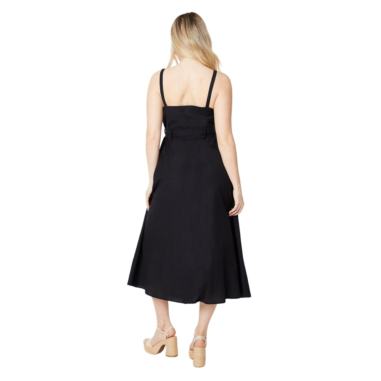 Black - Back - Dorothy Perkins Womens-Ladies Button-Down Midi Dress