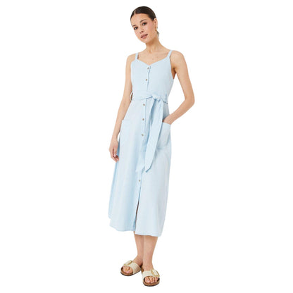 Blue - Front - Dorothy Perkins Womens-Ladies Button-Down Midi Dress