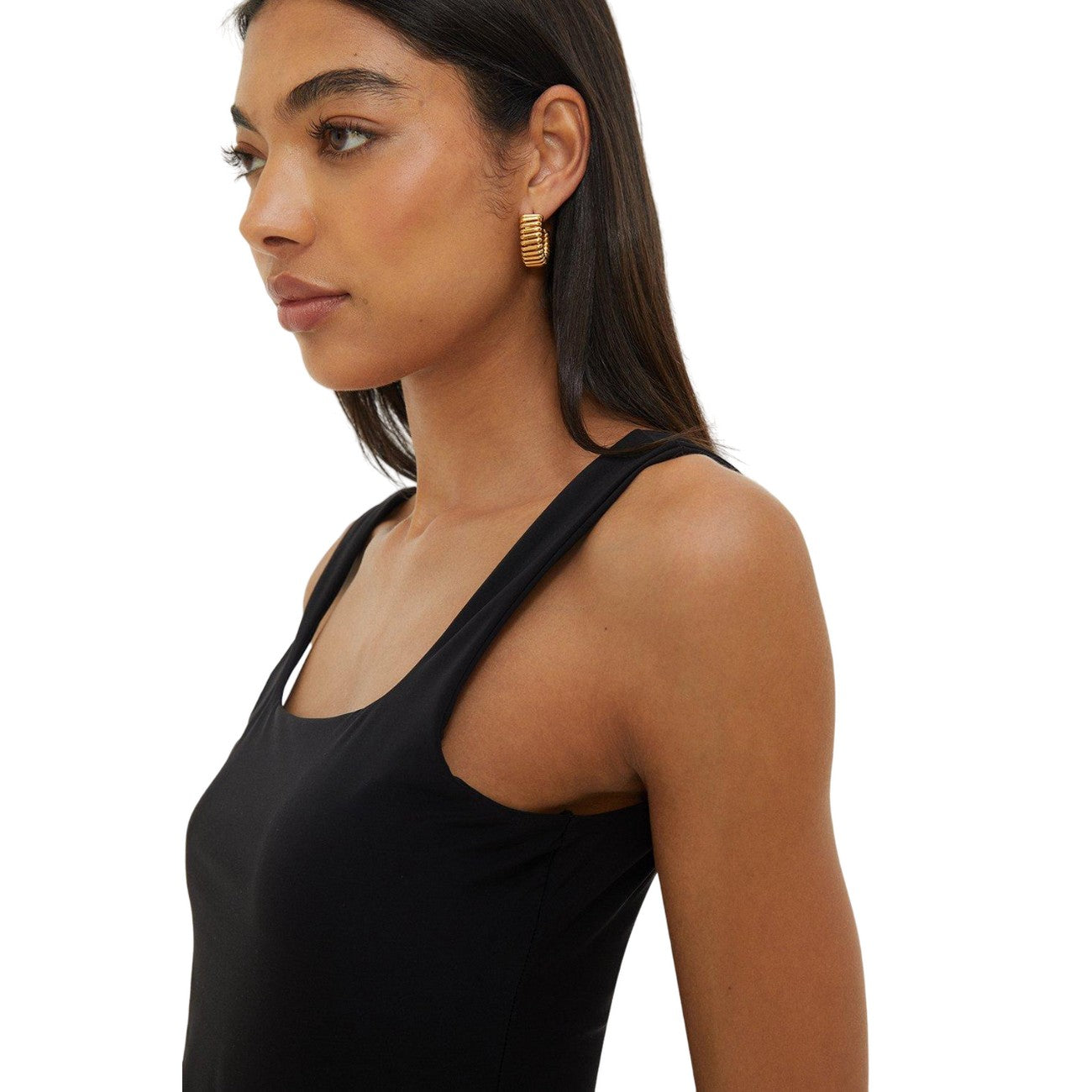 Black - Side - Dorothy Perkins Womens-Ladies Double Layered Square Neck Vest Top