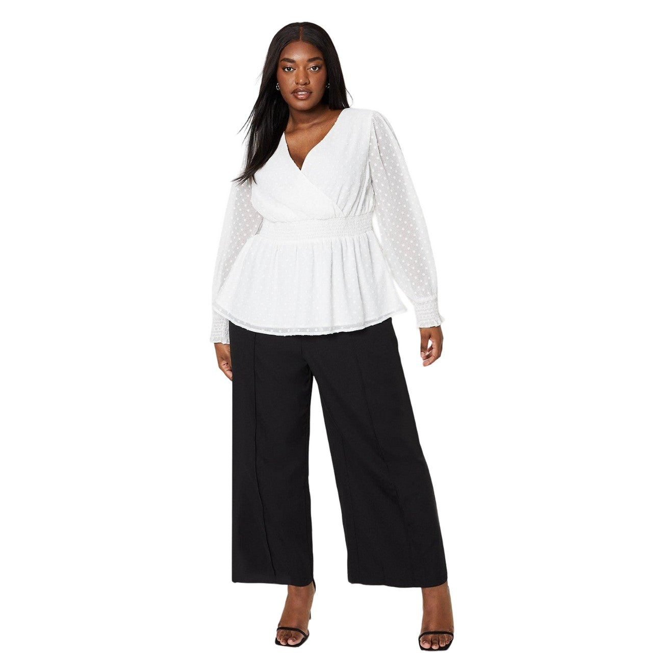 Ivory - Lifestyle - Dorothy Perkins Womens-Ladies Dobby Chiffon Shirred Waist Plus Blouse