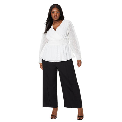 Ivory - Lifestyle - Dorothy Perkins Womens-Ladies Dobby Chiffon Shirred Waist Plus Blouse