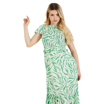Green - Lifestyle - Dorothy Perkins Womens-Ladies Abstract Shirred Midi Dress
