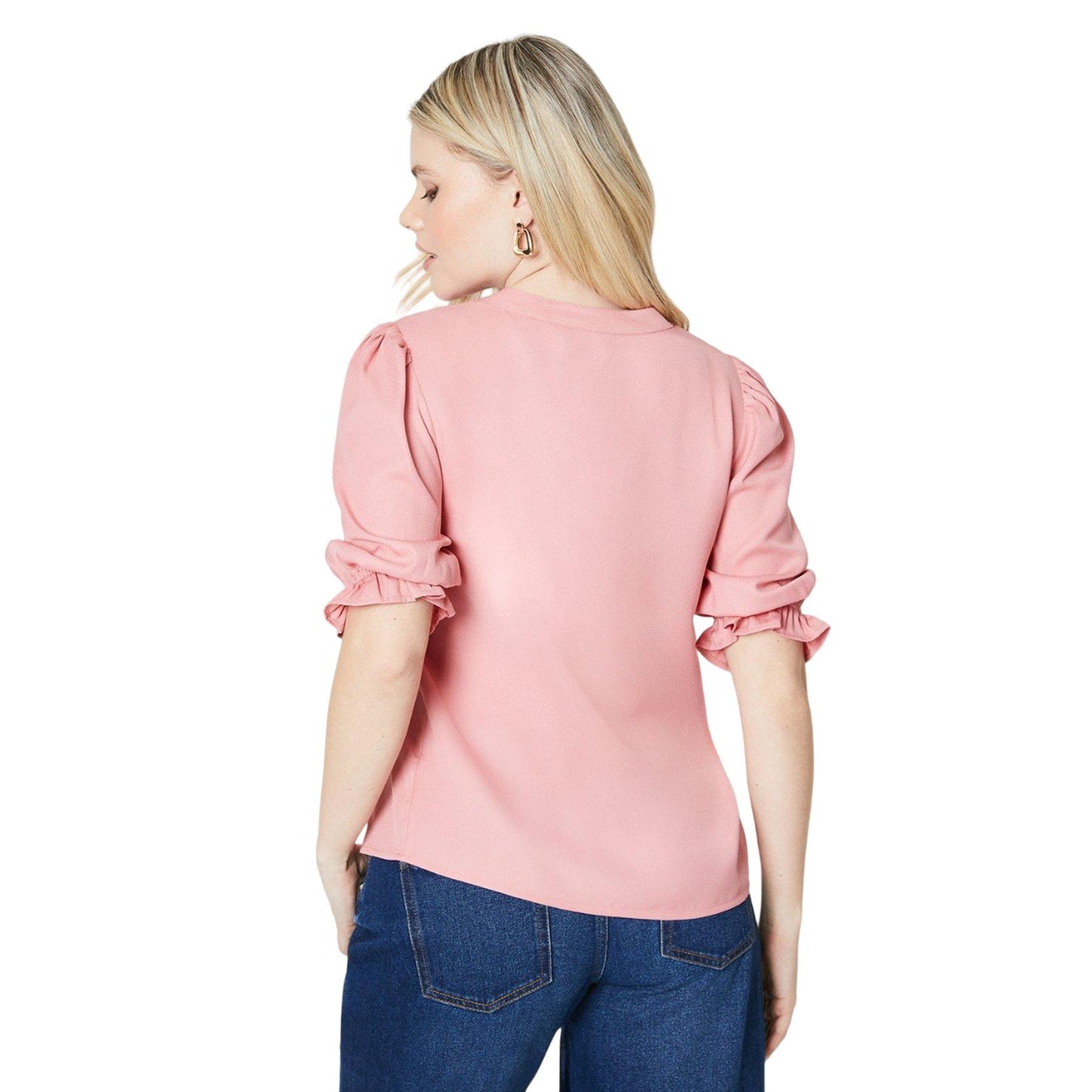 Pink - Back - Dorothy Perkins Womens-Ladies Button Front Half-Sleeved Blouse