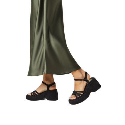 Natural Black - Side - Faith Womens-Ladies Heather Strappy Platform Wedge Sandals