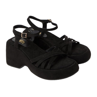 Natural Black - Front - Faith Womens-Ladies Heather Strappy Platform Wedge Sandals