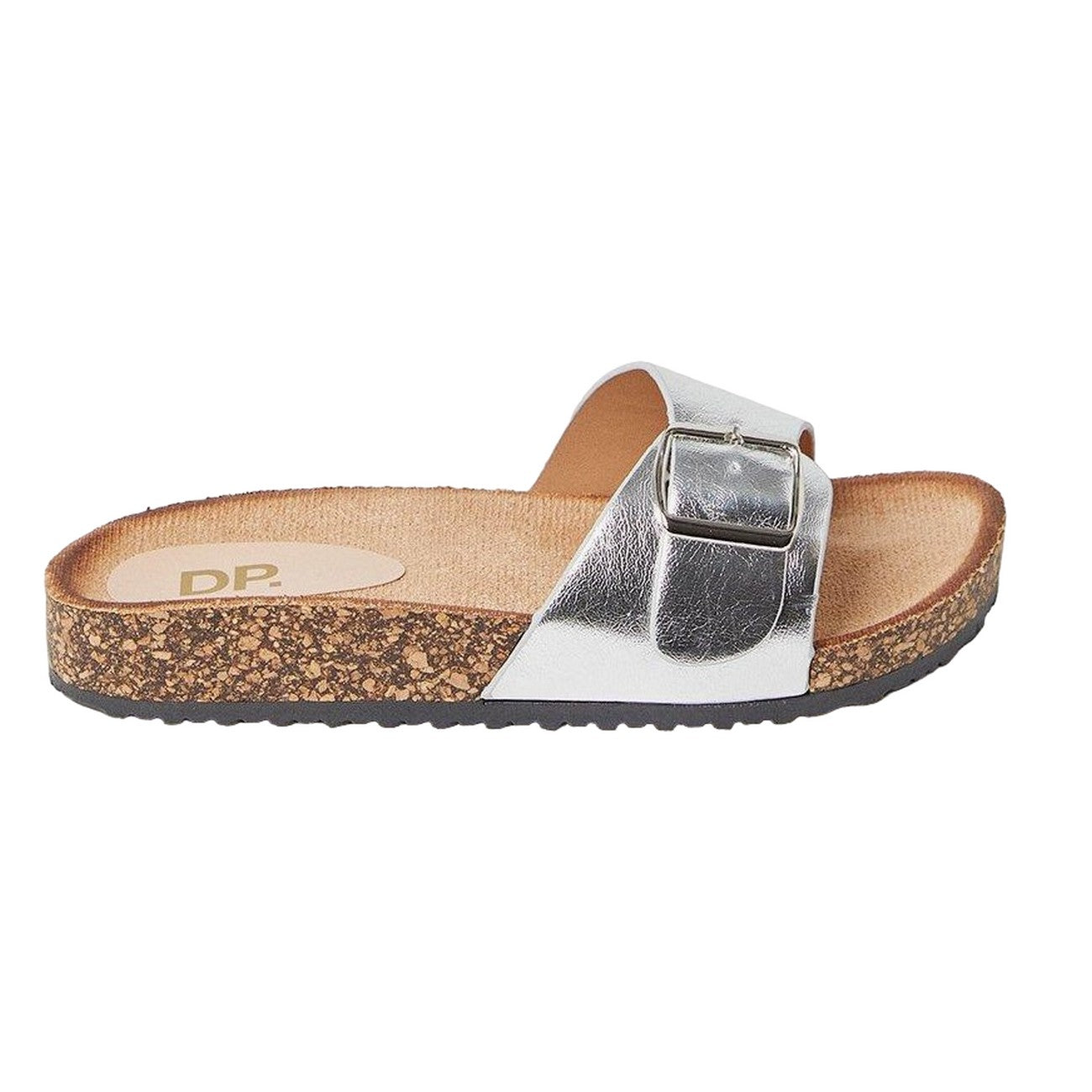 Silver - Back - Dorothy Perkins Womens-Ladies Farris Metallic Buckle Sliders