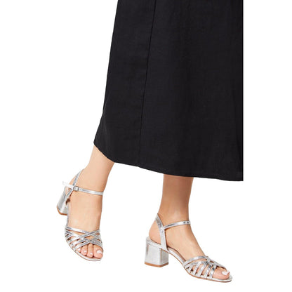 Silver - Side - Good For The Sole Womens-Ladies Erica Lattice Medium Block Sandals