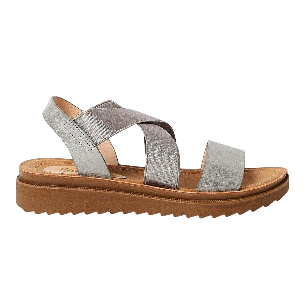 Pewter - Back - Good For The Sole Womens-Ladies Ana Comfort Crossover Strap Wide Sandals