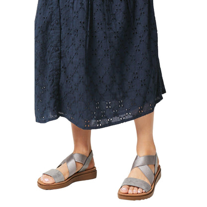 Pewter - Side - Good For The Sole Womens-Ladies Ana Comfort Crossover Strap Wide Sandals