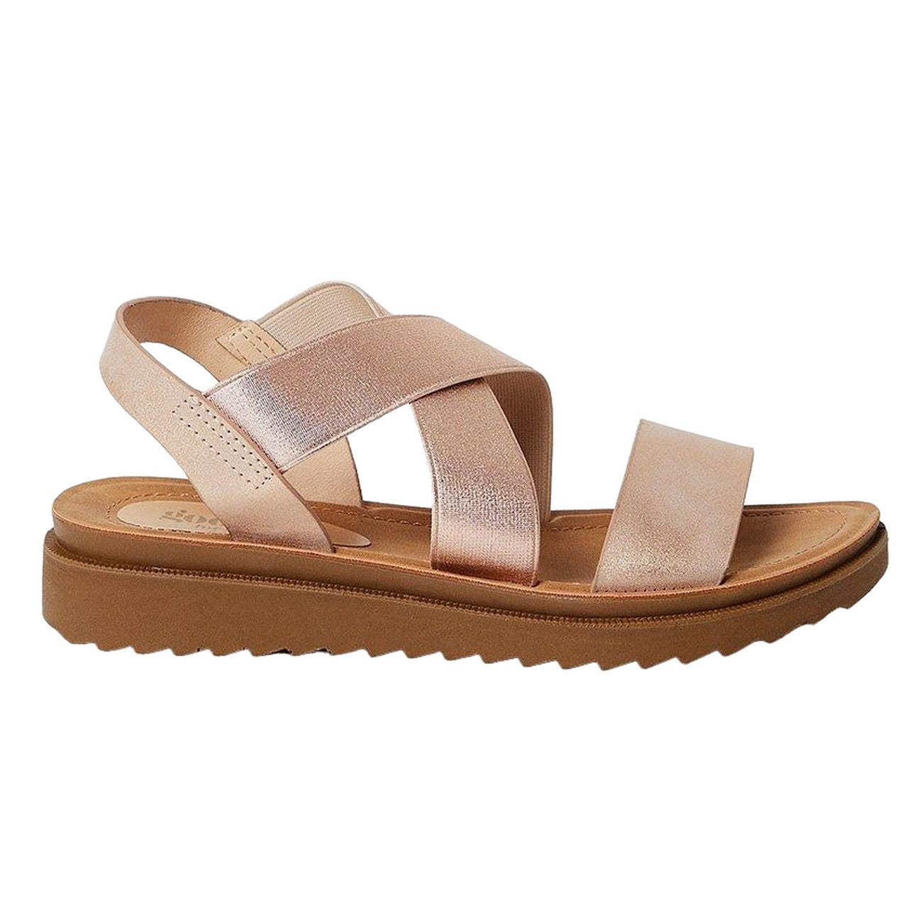 Rose Gold - Back - Good For The Sole Womens-Ladies Ana Comfort Crossover Strap Wide Sandals