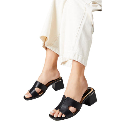 Black - Side - Dorothy Perkins Womens-Ladies Sawyer Medium Block Heel Mule Sandals