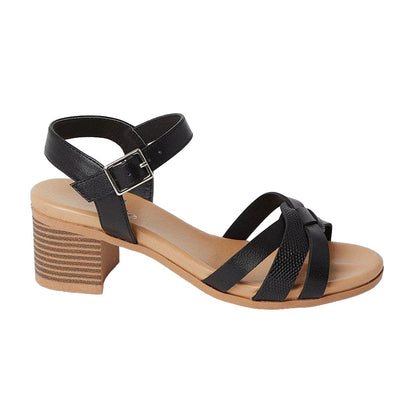 Black - Back - Good For The Sole Womens-Ladies Elma Extra Wide Block Heel Sandals