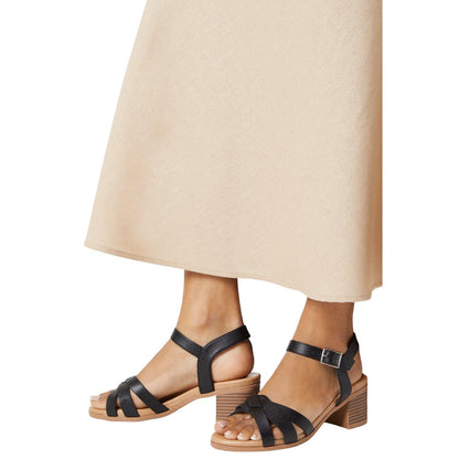 Black - Side - Good For The Sole Womens-Ladies Elma Extra Wide Block Heel Sandals