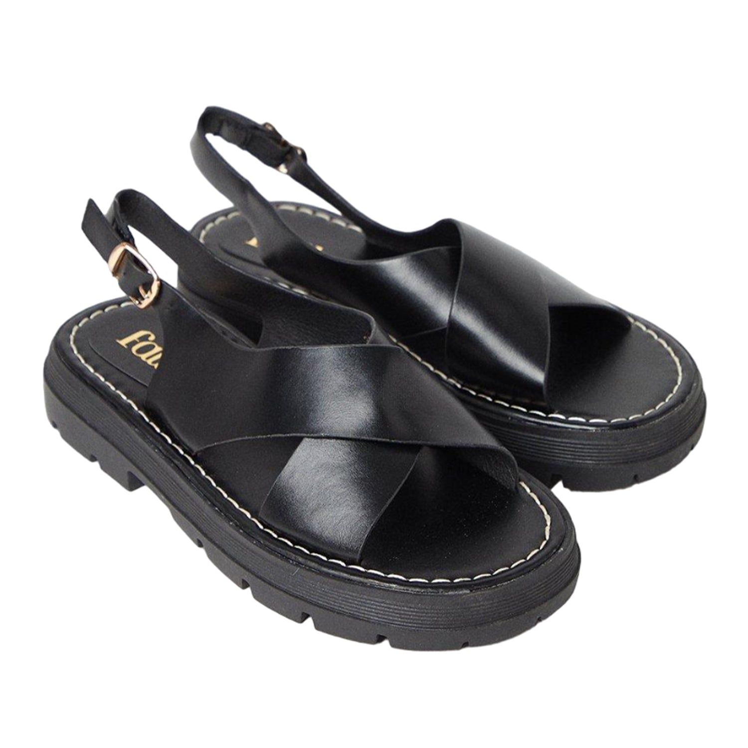Black - Front - Faith Womens-Ladies Maxine Cleated Chunky Flat Sandals
