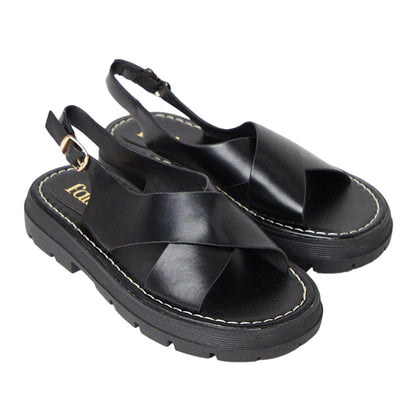 Black - Front - Faith Womens-Ladies Maxine Cleated Chunky Flat Sandals